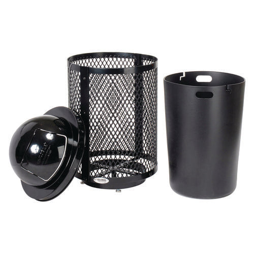 Global Industrial Outdoor Diamond Steel Trash Can With Base 36 Gal Black