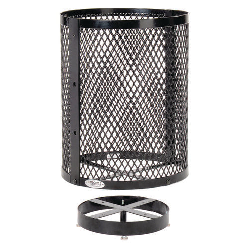 Global Industrial Outdoor Diamond Steel Trash Can With Base 36 Gal Black