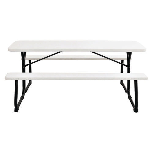 Global Industrial Blow-molded Plastic Picnic Table Rectangular 72x60x30 White Top White Base/legs