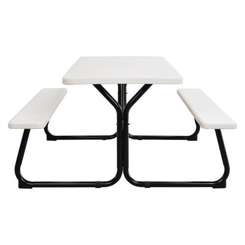 Global Industrial Blow-molded Plastic Picnic Table Rectangular 72x60x30 White Top White Base/legs