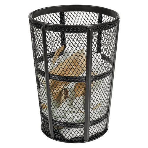 Global Industrial Steel Mesh Corrosion Resistant Trash Can 48 Gal Black