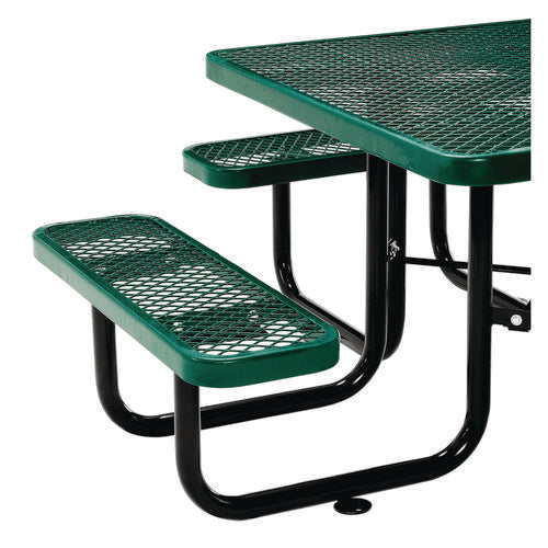 Global Industrial Expanded Steel Picnic Table Square 81x81x29.5 Green Top Green Base/legs