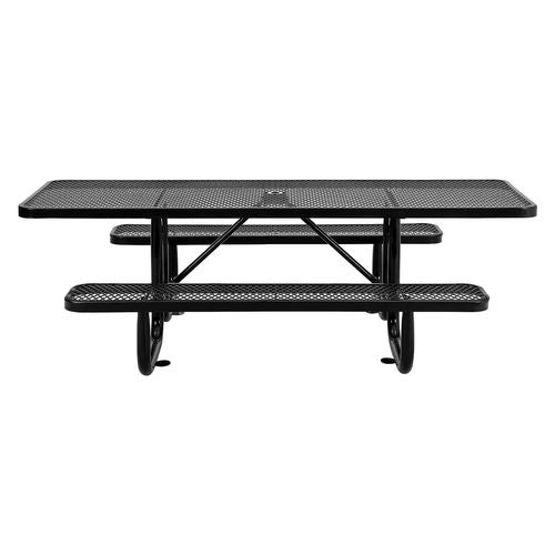 Global Industrial Ada Compliant Expanded Steel Picnic Table Rectangular 96x60x29.5 Black Top And Base