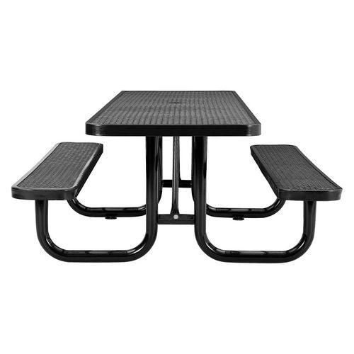 Global Industrial Ada Compliant Expanded Steel Picnic Table Rectangular 96x60x29.5 Black Top And Base