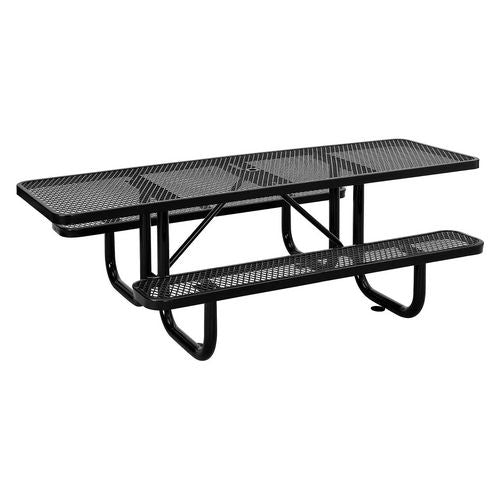 Global Industrial Ada Compliant Expanded Steel Picnic Table Rectangular 96x60x29.5 Black Top And Base