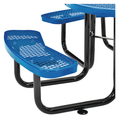 Global Industrial Expanded Steel Picnic Table Round 46" Diax29.5"h Blue Top Blue Base/legs
