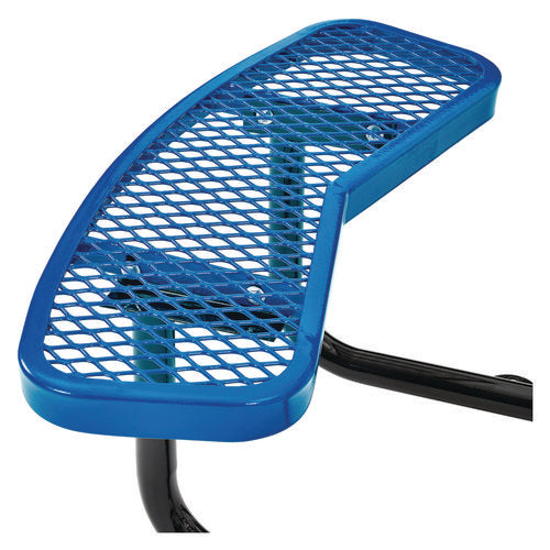 Global Industrial Expanded Steel Picnic Table Round 46" Diax29.5"h Blue Top Blue Base/legs