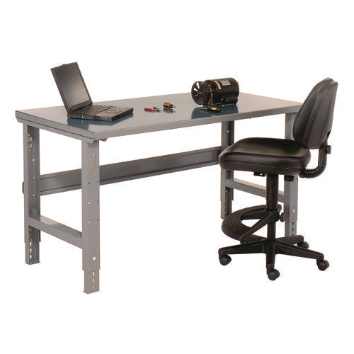 Global Industrial Standard Duty Steel Top Adjustable Height Workbench 2000 Lbs 60x30x30.88 To 36.88 Gray