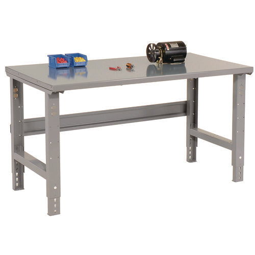Global Industrial Standard Duty Steel Top Adjustable Height Workbench 2000 Lbs 60x30x30.88 To 36.88 Gray