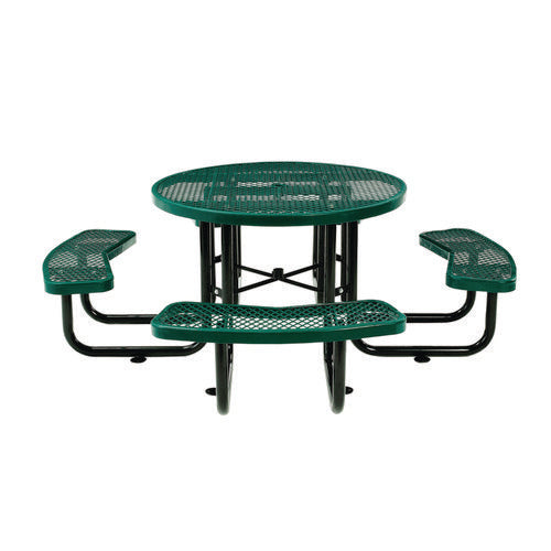 Global Industrial Expanded Steel Picnic Table Round 46" Diax29.5"h Green Top Green Base/legs