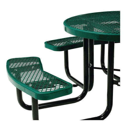 Global Industrial Expanded Steel Picnic Table Round 46" Diax29.5"h Green Top Green Base/legs