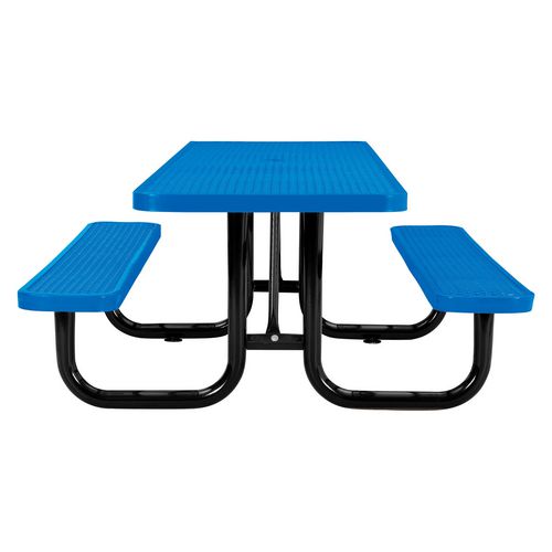 Global Industrial Ada Compliant Expanded Steel Picnic Table Rectangular 96x60x29.5 Blue Top And Base