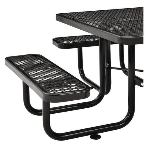 Global Industrial Expanded Steel Picnic Table Square 81x81x29.5 Black Top Black Base/legs