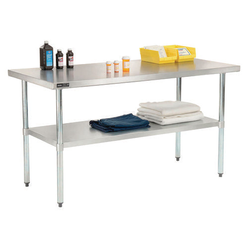 Global Industrial Work Table With Undershelf Rectangular 60x30x35 Silver Top Silver Base/legs