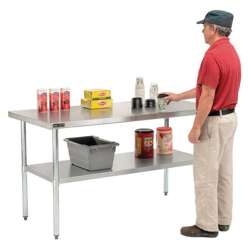 Global Industrial Work Table With Undershelf Rectangular 60x30x35 Silver Top Silver Base/legs