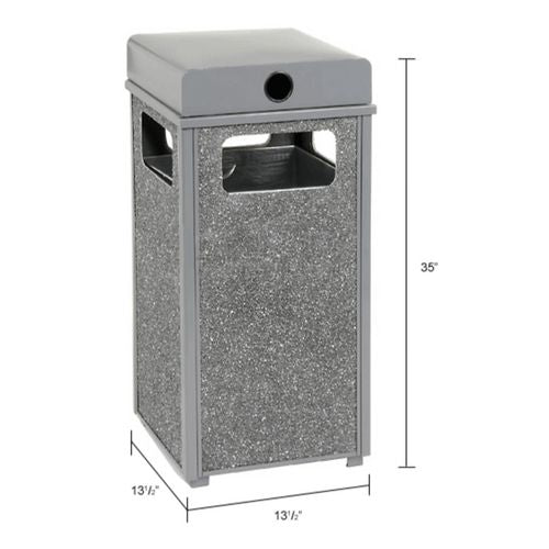 Global Industrial Stone Panel All Weather Trash Receptacle Urn 12 Gal Steel Gray