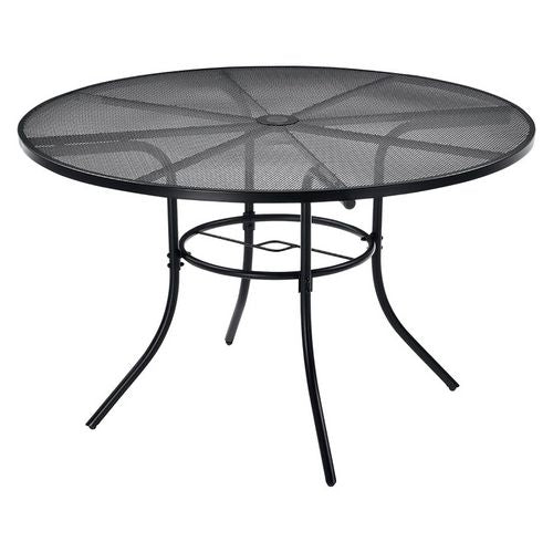 Global Industrial Interion Mesh Cafe Table And Chair Sets Round 48" Diax29"h Black Top Black Base/legs