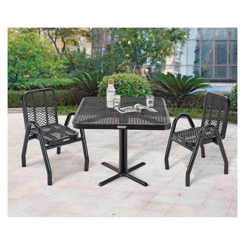 Global Industrial Outdoor Dining Set Square 36x36x36 Black Top Black Base/legs