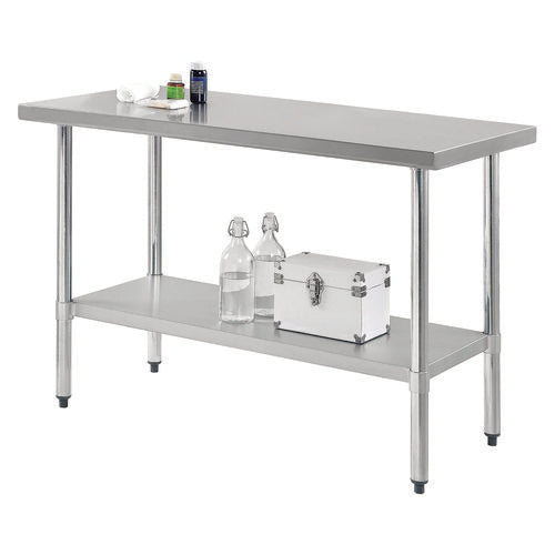 Global Industrial Work Table With Undershelf Rectangular 48x24x35 Silver Top Silver Base/legs