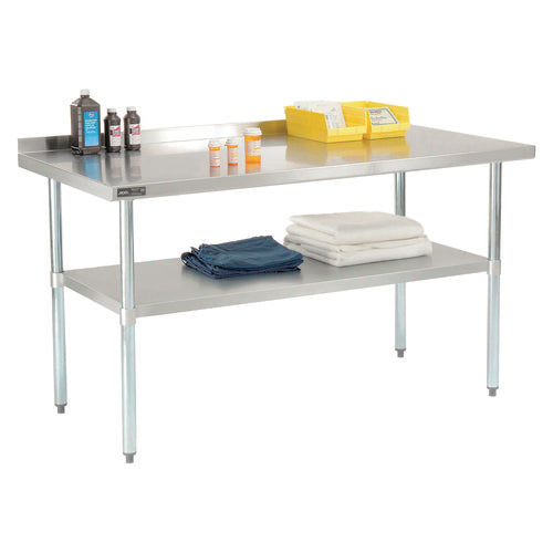 Global Industrial Work Table With Undershelf With Backsplash Rectangular 60x30x35 Silver Top Silver Base/legs