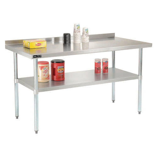 Global Industrial Work Table With Undershelf With Backsplash Rectangular 60x30x35 Silver Top Silver Base/legs