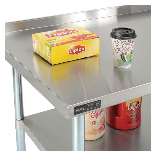 Global Industrial Work Table With Undershelf With Backsplash Rectangular 60x30x35 Silver Top Silver Base/legs