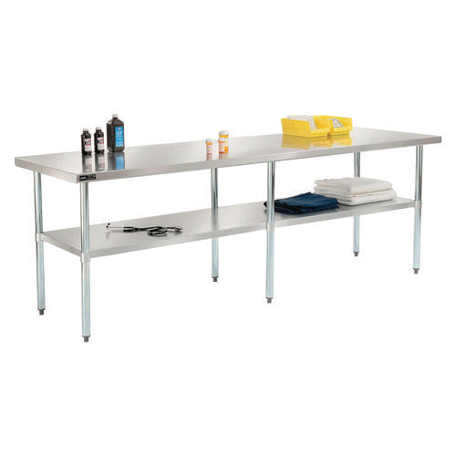 Global Industrial Work Table With Undershelf Rectangular 96x30x35 Silver Top Silver Base/legs