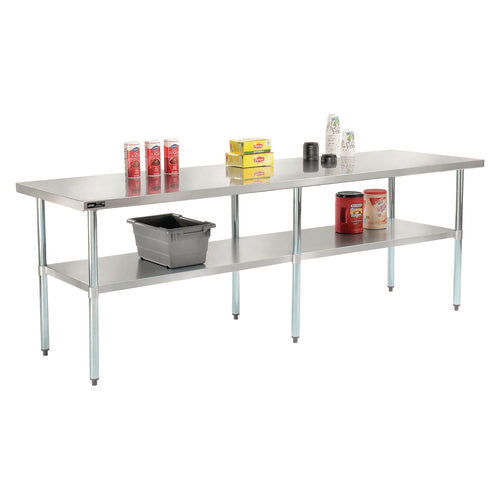 Global Industrial Work Table With Undershelf Rectangular 96x30x35 Silver Top Silver Base/legs