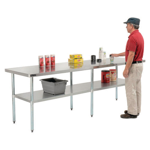 Global Industrial Work Table With Undershelf Rectangular 96x30x35 Silver Top Silver Base/legs