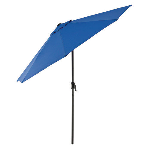 Global Industrial Outdoor Umbrella With Tilt Mechanism 102" Span 94" Long Blue Canopy Black Handle
