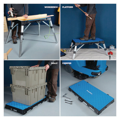 Global Industrial 4-in-1 Portable Workbench With Power Strip 300 To 500 Lbs 38.56 To 53x19.86 To 32.28x3.56 To 30.5