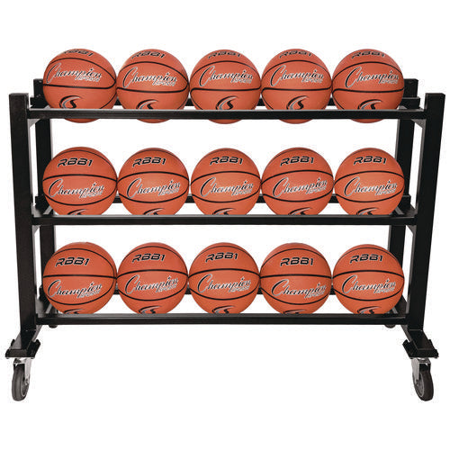 Champion Sports Deluxe Heavy-duty Basketball Cart Metal 220 Lb Capacity 16x50.75x34.75 Black