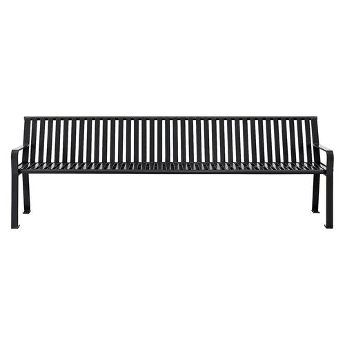 Global Industrial Steel Slat Benches With Back 96x26x31 Black