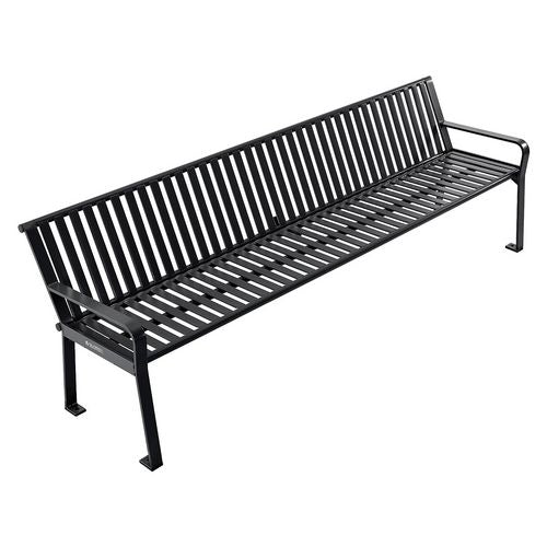 Global Industrial Steel Slat Benches With Back 96x26x31 Black