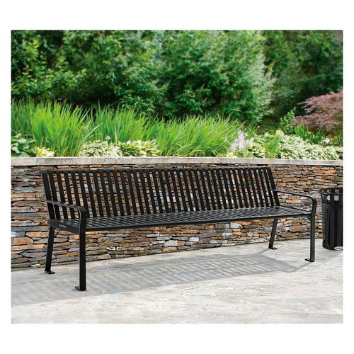 Global Industrial Steel Slat Benches With Back 96x26x31 Black