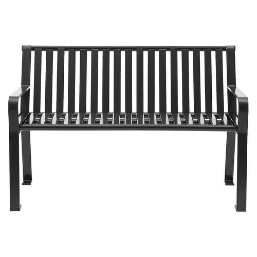 Global Industrial Steel Slat Benches With Back 48x27x31 Black