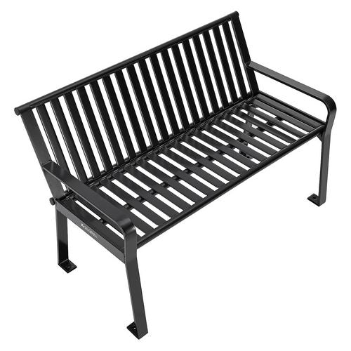 Global Industrial Steel Slat Benches With Back 48x27x31 Black