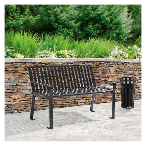 Global Industrial Steel Slat Benches With Back 48x27x31 Black