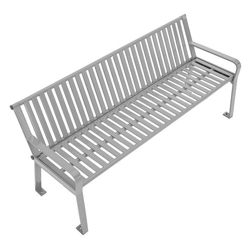 Global Industrial Steel Slat Benches With Back 72x26x31 Gray