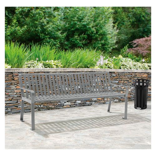 Global Industrial Steel Slat Benches With Back 72x26x31 Gray