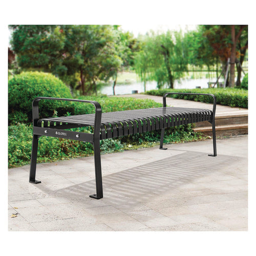 Global Industrial Steel Slat Flat Bench 70x24x24.25 Black