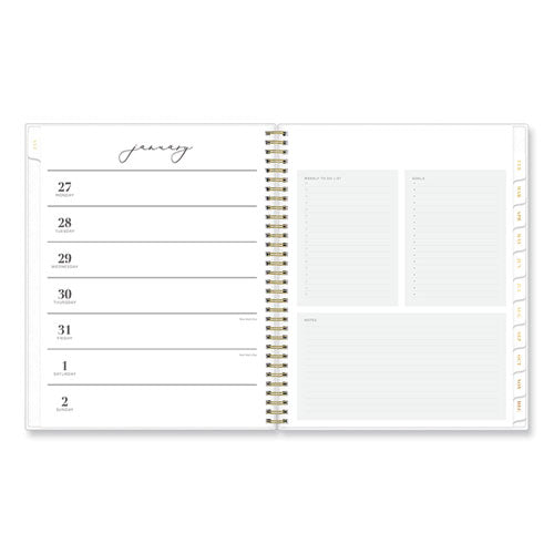 Blue Sky Life Note-it Leah Weekly/monthly Notes Planner Floral Artwork 11x8.5 Gray/pink/white Cover 12-month (jan To Dec): 2025