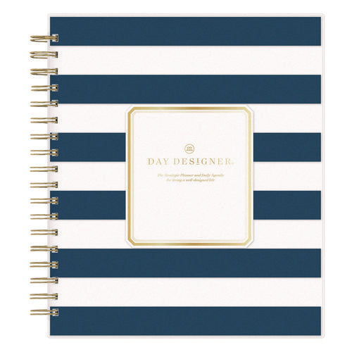 Blue Sky Day Designer Navy Stripe Daily/monthly Planner Horizontal Stripe Artwork 10x8 Navy/white Cover 12-month (jan-dec): 2025