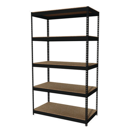 Alera Steel Shelving Unit With Particleboard Shelves Five-shelf 48wx24dx84h Steel Black