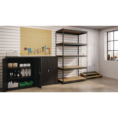 Alera Steel Shelving Unit With Particleboard Shelves Five-shelf 48wx24dx84h Steel Black