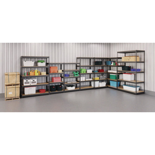 Alera Steel Shelving Unit With Particleboard Shelves Five-shelf 48wx24dx84h Steel Black