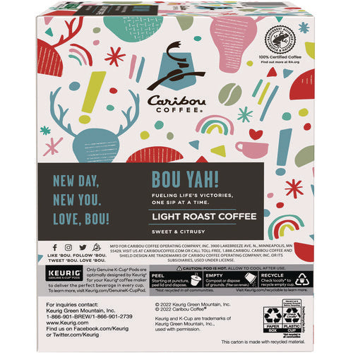 Caribou Coffee Bou Yah K-cup Pods Light Roast 22/box