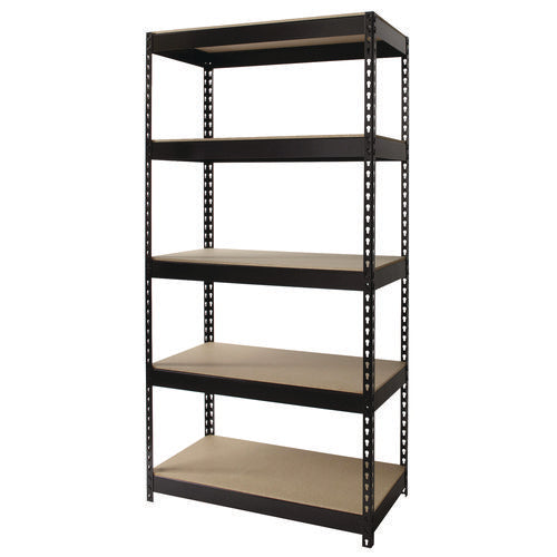 Alera Steel Shelving With Particleboard Shelves Five-shelf 36wx18dx72h Steel Black