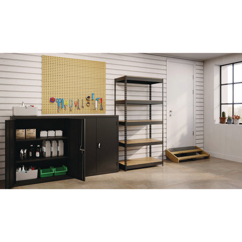 Alera Steel Shelving With Particleboard Shelves Five-shelf 36wx18dx72h Steel Black