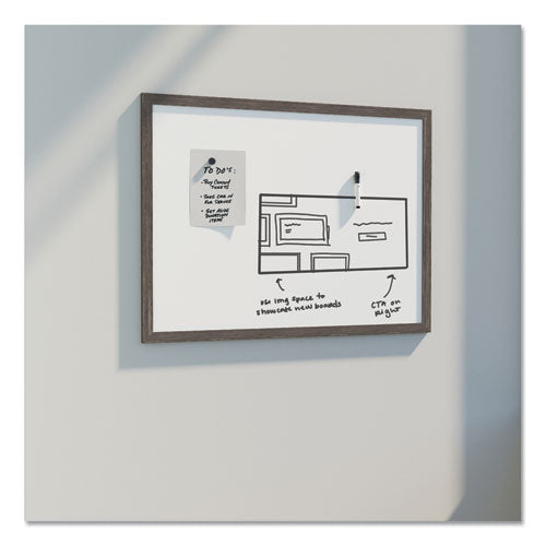 U Brands Magnetic Dry Erase Board With Rustic Frame 36"x24" (actual Size: 35"x23") White Surface Brown Wood Frame